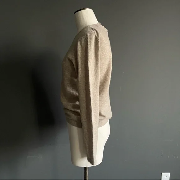 Smiley 100% Cashmere Oatmeal Crewneck Sweater Jumper Small - Picture 3 of 8